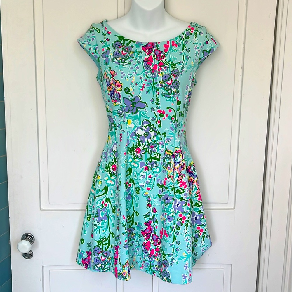 Lilly Pulitzer Briella Dress S in Southern Charm Pool Blue Floral